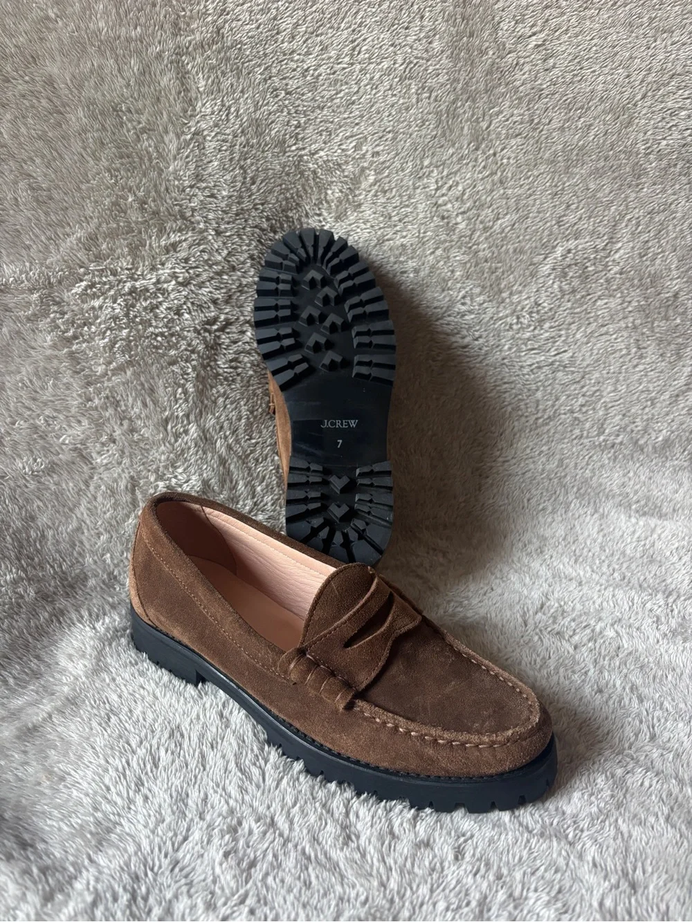 J. Crew Winona Lug Suede Leather Penny Loafers Women’s Size 7